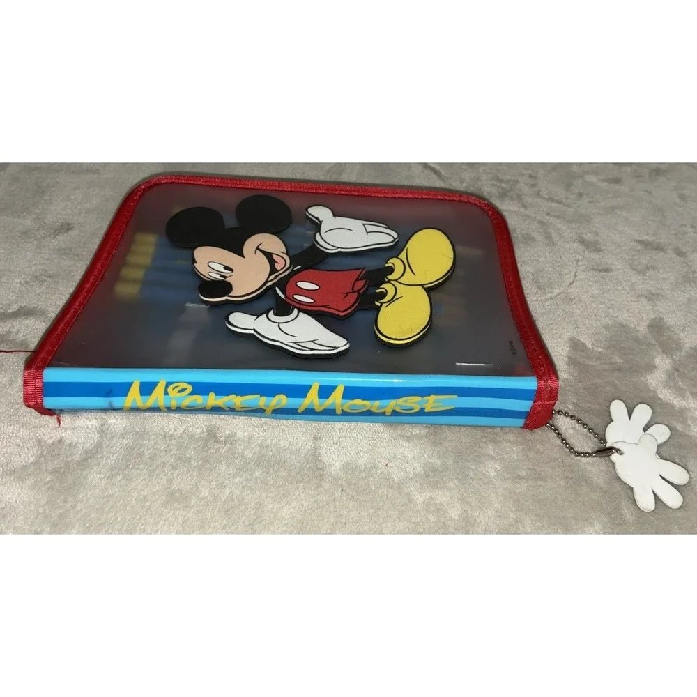 Vintage Mickey Mouse Disney Pencil Case Stationary‎ Kit Zipper *flaw